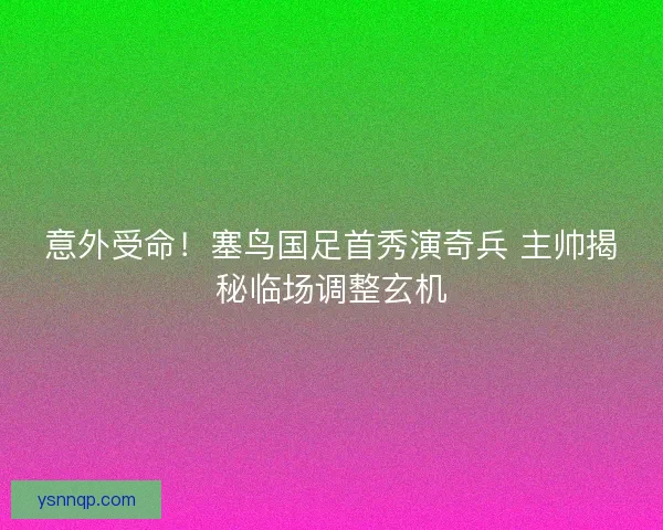 意外受命！塞鸟国足首秀演奇兵 主帅揭秘临场调整玄机